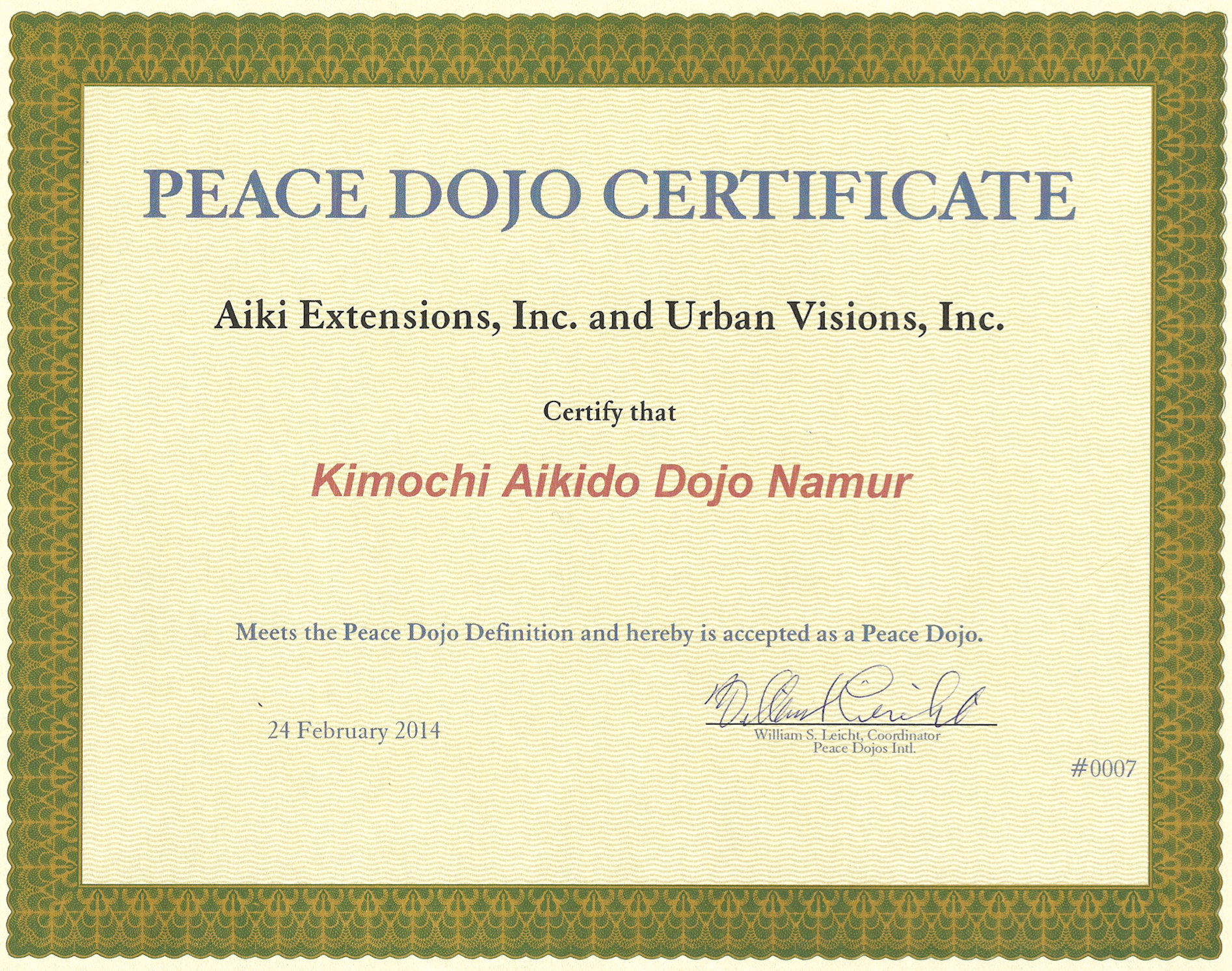 peace-dojo-certificate-kimochi-aikido-namur